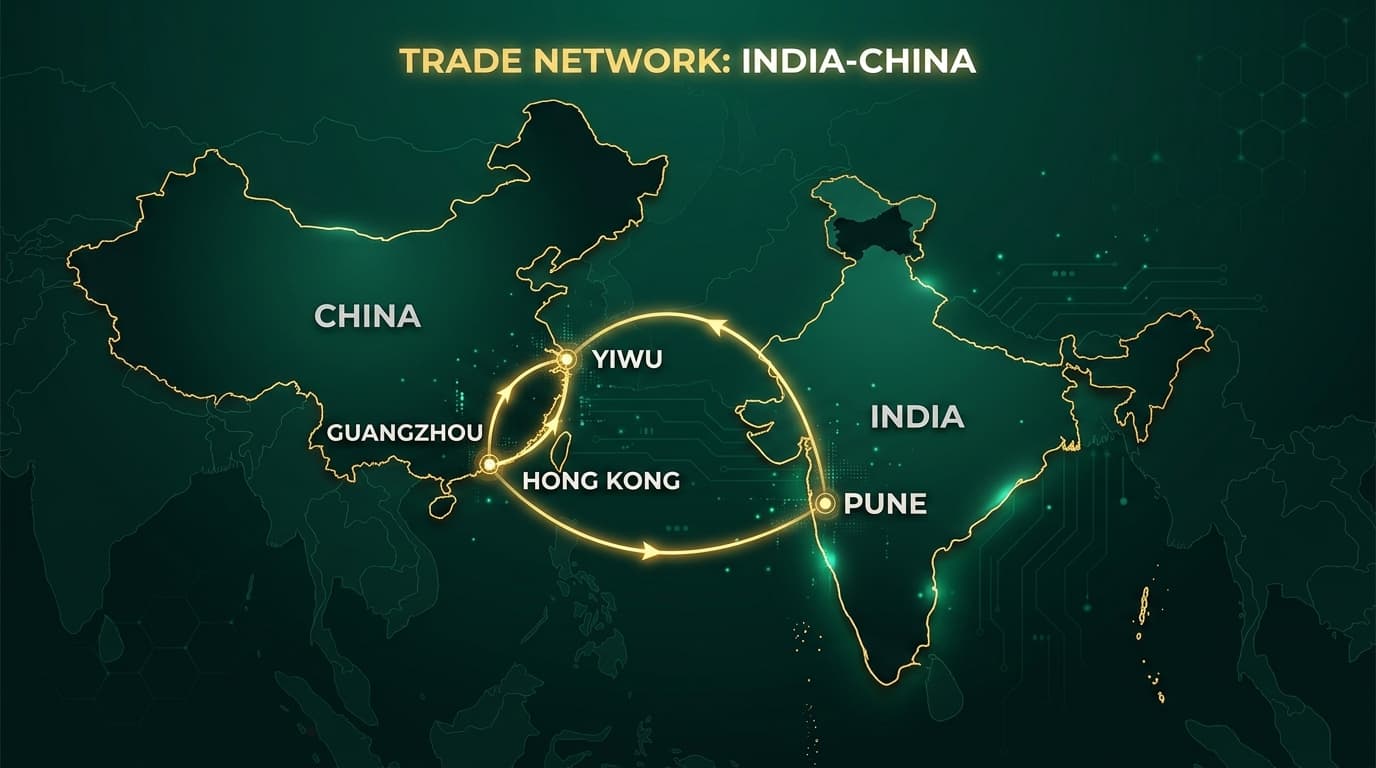 Map of the LCL Global trade network between India and the China trade hubs